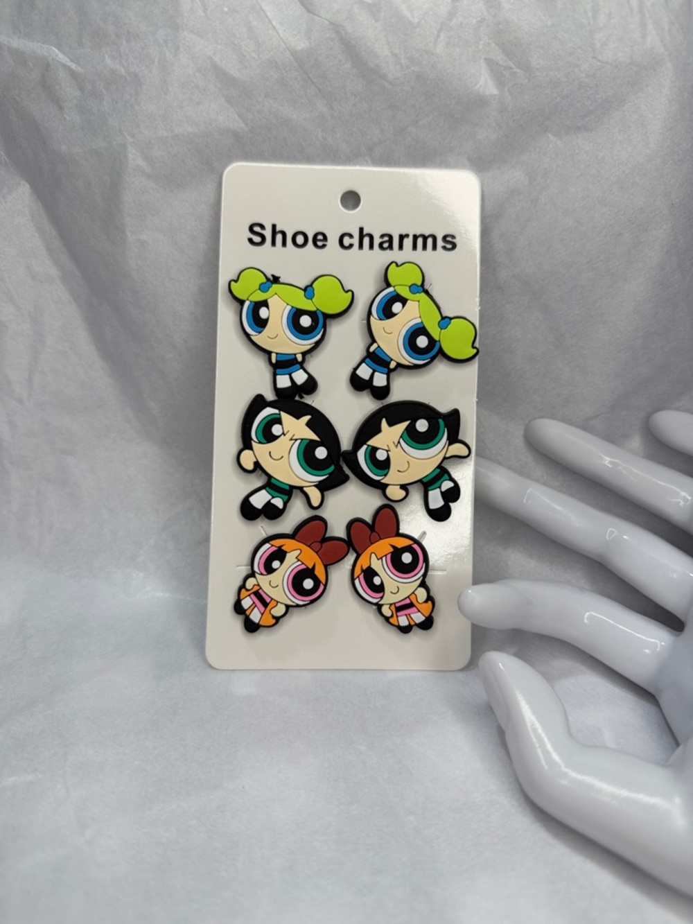Power-Puff Girls Croc Charms - Green, Blue, Pink